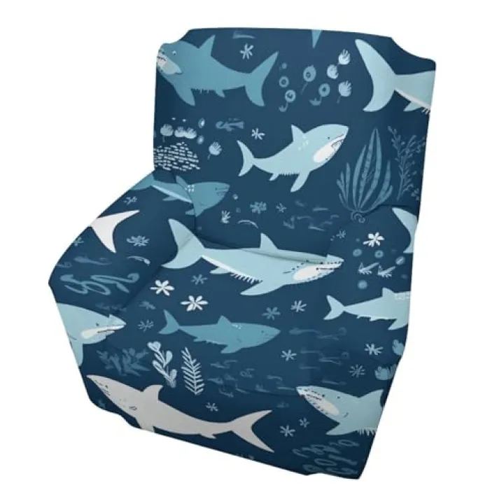 WYUSPGK Single Sofa Protector, Sharksm Print Sofa Cover Couch Cover Slipcover Furniture Protector Single Sofa Cover Armchair Cover