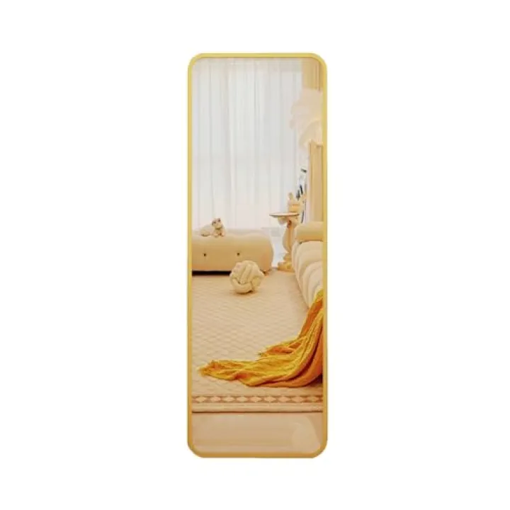 ZDMEI Full Length Mirror,Wall Mounted Mirror,Floor-Standing Fitting Mirror,Suitable for Living Room,Bedroom,Cloakroom,Corridor,Clothing Store(Gold,120x30cm)