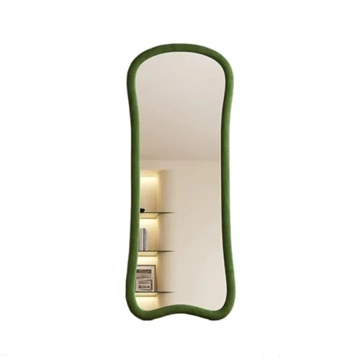 ZDMEI Full-Length Mirror,Standing Mirror,Irregular Floor Mirror,Suitable for Living Room,Bedroom,Cloakroom,Corridor,Clothing Store(Green,170x70cm)