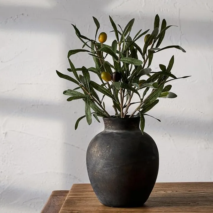 SIDUCAL Ceramic Rustic Farmhouse Vase | 6 Inch Pottery Decorative Boho Flower Vase for Home Decor, Table, Living Room, Bathroom Decoration, Shelf Decor, Mantel, Wedding, White