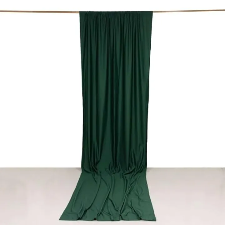 Efavormart Hunter Emerald Green Scuba Polyester Backdrop Drape Curtain, Inherently Flame Resistant Event Divider Panel Wrinkle Free with Rod Pockets - 5ftx14ft