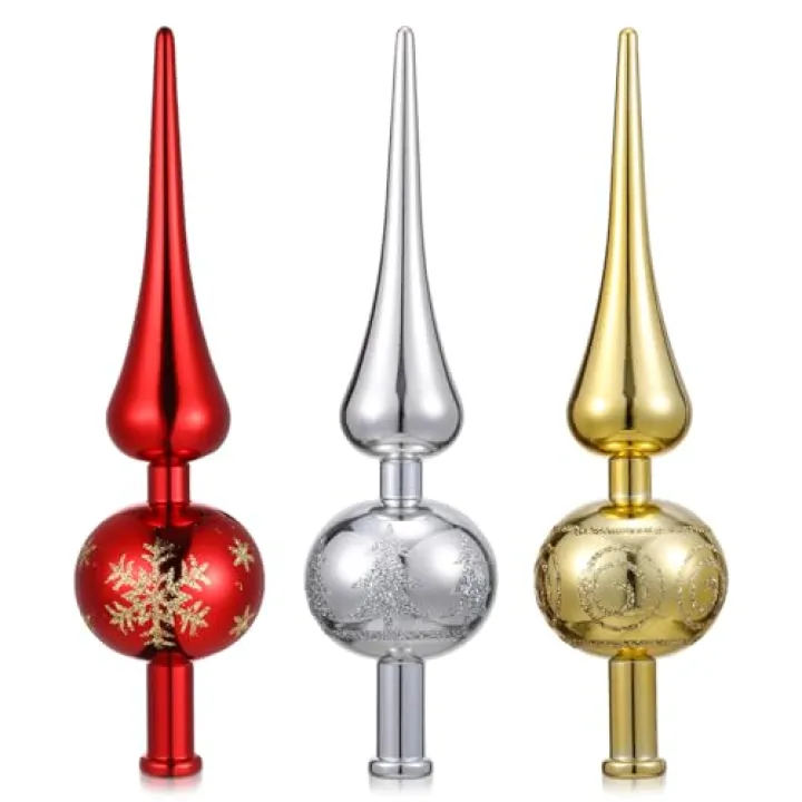 Homoyoyo 9pcs Creative Christmas Tree Topper Ornament and Star Treetop Decoration for Holiday Parties Easy to Install Material