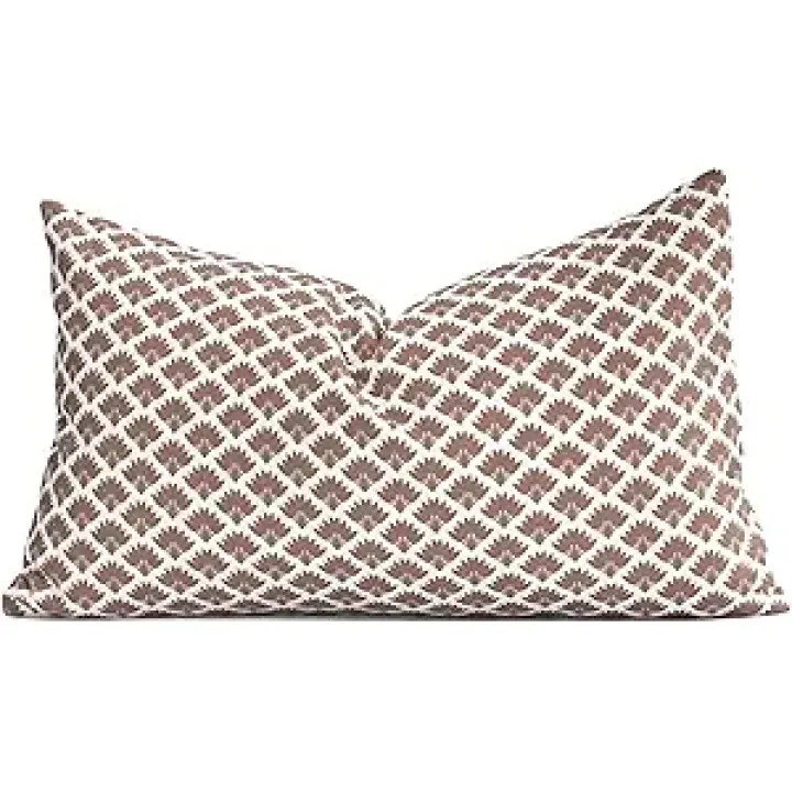 Crumbs Home Modern Farmhouse Fall Linen Indoor Outdoor Lumbar Pillow Cover Only, 12"x20" Water Repellent for Patio, Backyard, Couch, Rust and Brown Ravenala Palm Tree