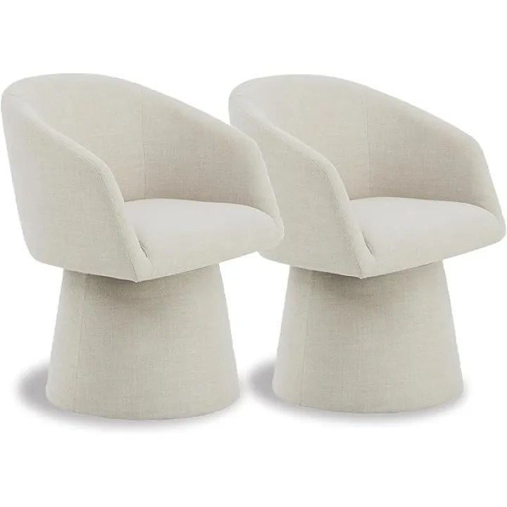 Swivel Dining Chairs Modern Accent Armchair Side Deskchair for Diningroom Vanity Bedroom Livingroom Reading Room,Linen,2 Box