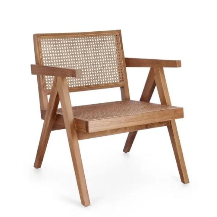 KONTE.DESIGN Poltrona lounge GALIA in legno di teak naturale e rattan