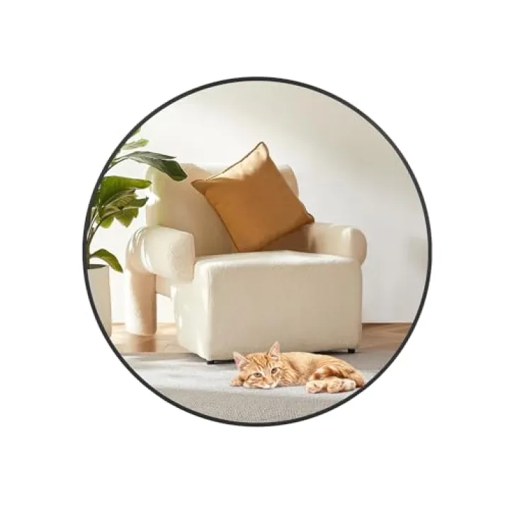 GarveeHome Round Mirror, 30 Inch Circle Mirror, Hd Eco-Friendly Black Circle Mirror Metal Frame, Round Vanity Wall Mounted Mirrors for Entryway, Hallway, Living Room