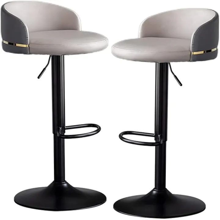 Swivel Adjustable High Stools Set of 2, Modern Restaurant Front Desk Reception Barstools with Stainless Steel