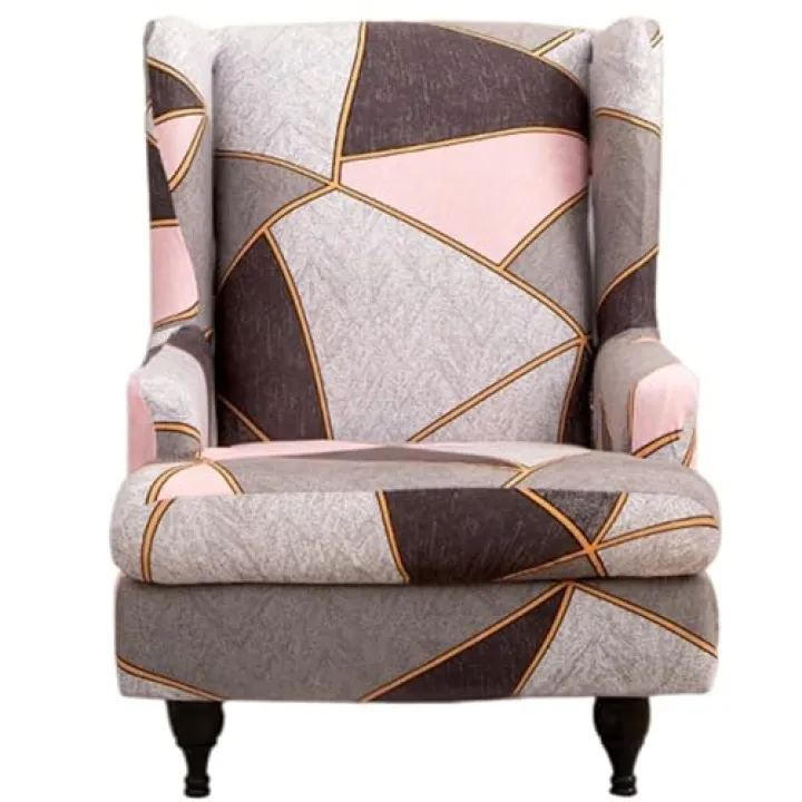 CiauCh Wingback Chair Printing Covers,Wingback Chair Cover Slipcovers 2 Piece Stretch Wing Chair Covers Spandex Sofa/Armchair Non-Slip Furniture Protector for Living Room(Purple)