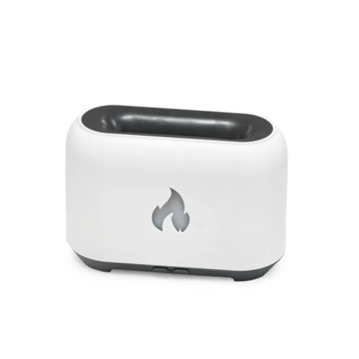 Flame Essential Oil Diffuser, Wood Cool Mist Humidifier, with 7 Colors Light, Remote Control, 150ml Waterless Auto-Off, for Home,Bedroom,Office (White)