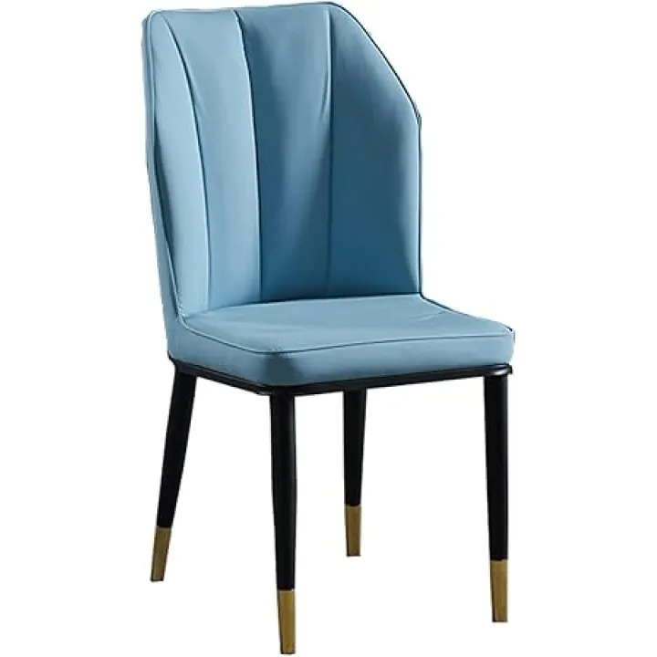 Dining Chairs Set of 2, PU Leather Upholstered Seat with Back, Mid-Century Modern Stylish Elegant Living Room Accent Chair with Gold Metal Legs 04,2 Piece