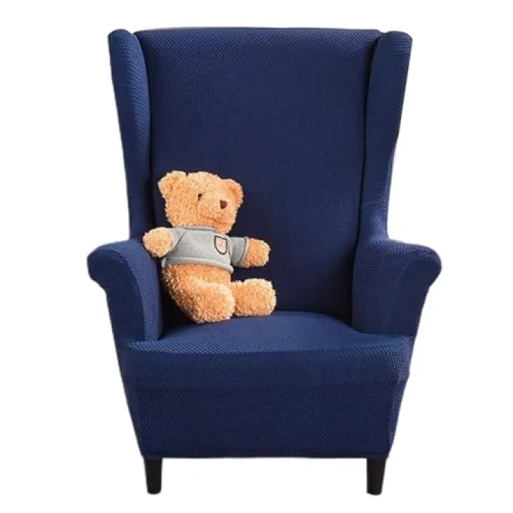 High Stretch MINI Sofa Cover, S Size WingBack Chair Slipcovers,Small Wing Chair Covers,27" High Armrest Chair Cover,Wing Chair Small Arm Rest Covers For Bedroom,Artroom,Activity Room,Theater(Blue)