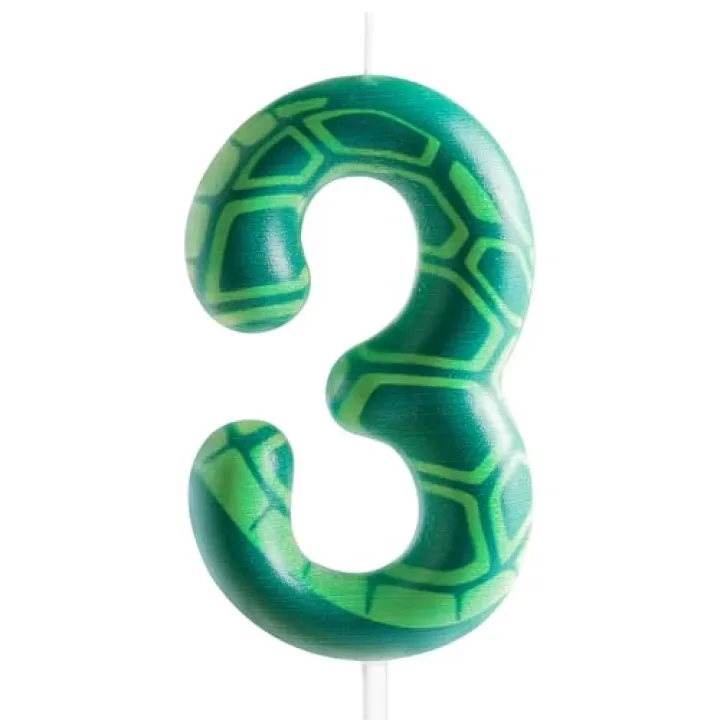 Cartoon Turtle Theme 3rd Birthday Candle Number 3 Candle Turtle Cake Decoration Birthday Party Supplies Green Turtle Themed Birthday Cake Topper Decorations for Kids Boy Girl Party Decor Supplies