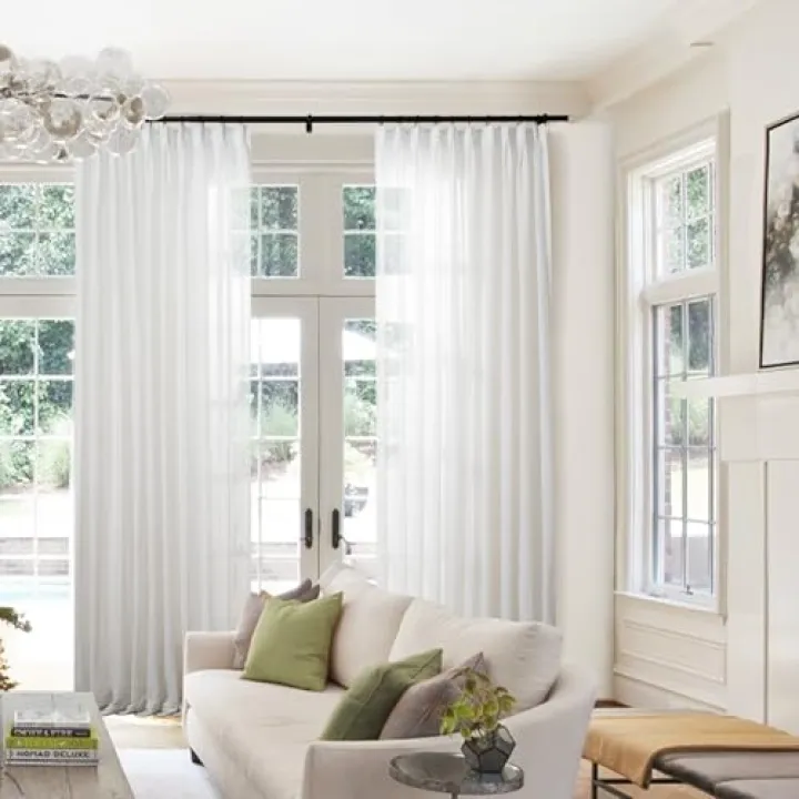 TWOPAGES Sheer Linen Curtain Customable 1 Panel Natural Linen Textured Window Curtain for Home Living Room,Flynn Collection