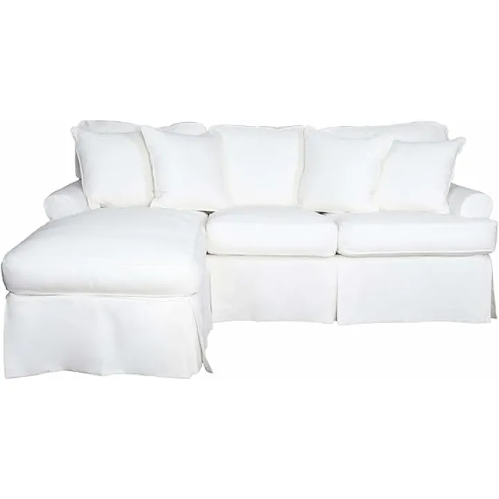 Retro Renaissance Horizon Slipcovered Sleeper Sofa with Reversible Chaise, Performance Fabric Washable Water- Stain-Proof, Size Memory Foam Gel Mattress, White