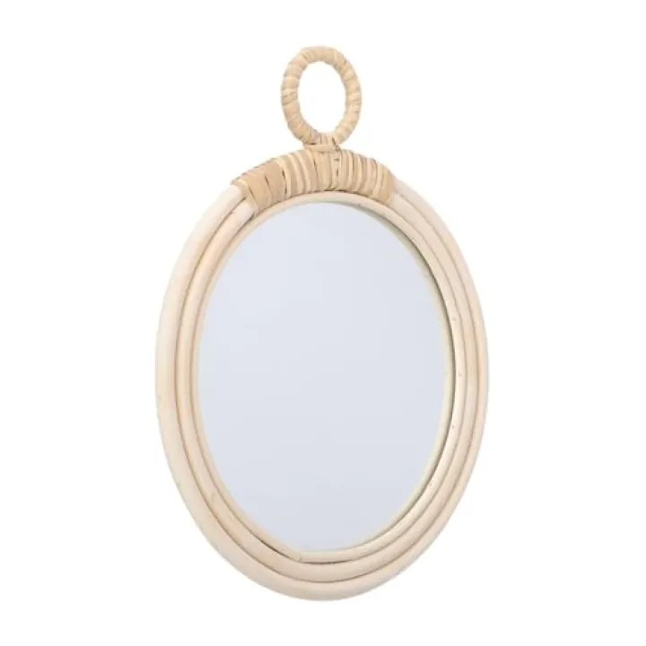 Garneck Hand-Woven Wicker Mirror Nordic Decorative Makeup Mirror for Bathroom Wall-Mounted Delicate Rattan Wall Decor Unique Design for Use