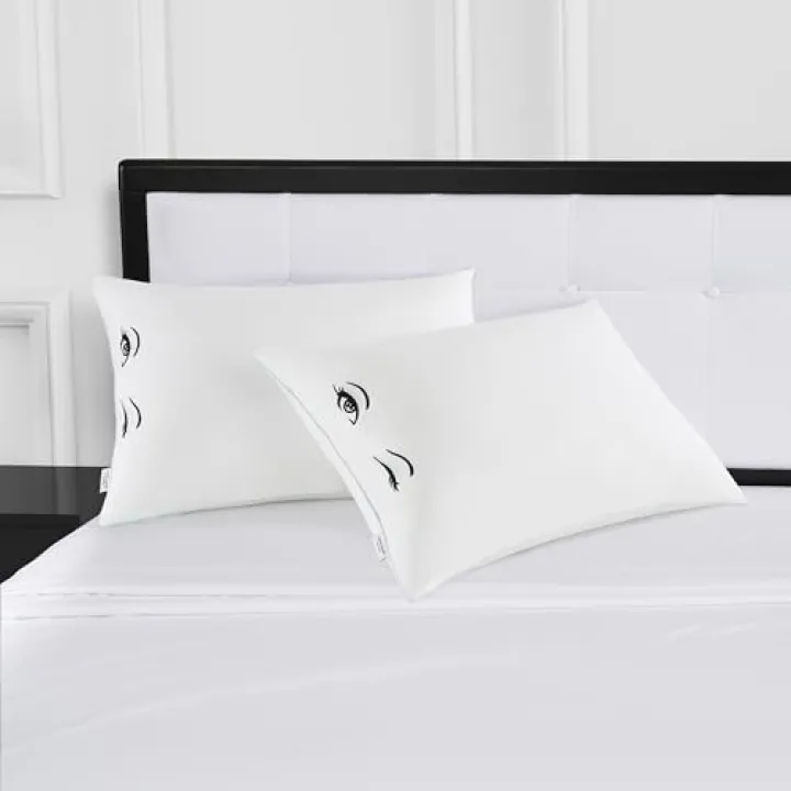 Kate Spade New York Pillows 20" x 28", 233 Thread Count Medium Firm Pillows, Ideal for All Sleep Positions (Set of 2), Queen, White