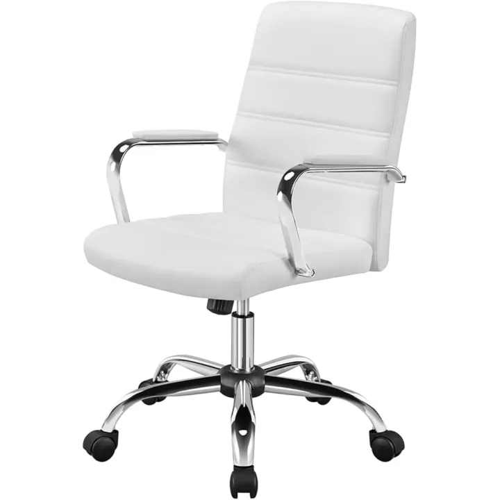 Adjustable Mid-Back Faux Leather Swivel Executive Office Chair, Computer Chair Home Office Chair Lift Swivel Chair(E)