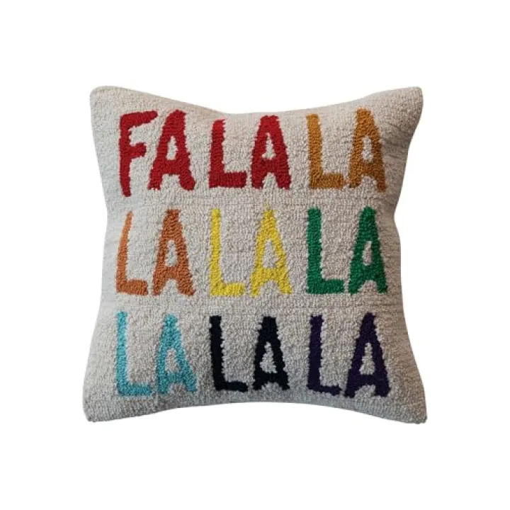 Creative Co-Op Square Cotton Tufted Pillow FALALALALALALALALA, Multicolor