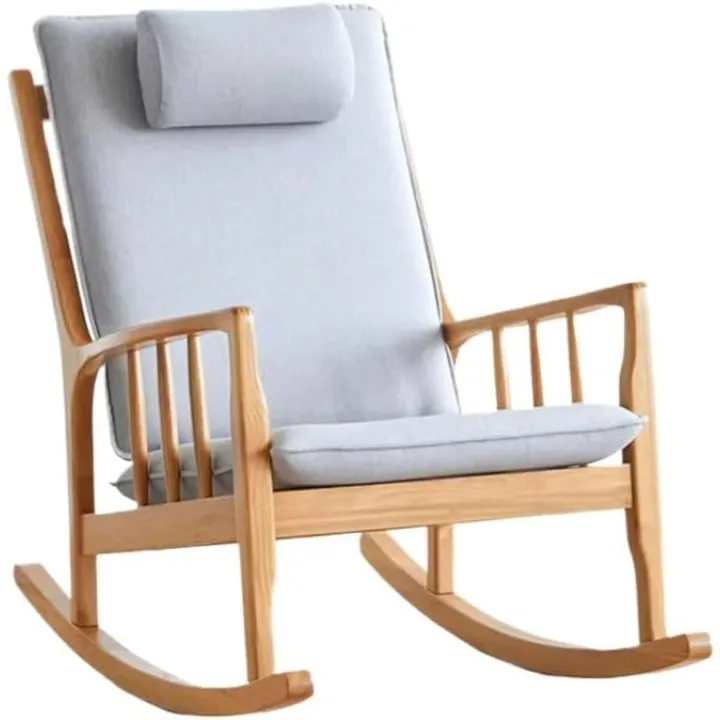 NASTYA Ergonomic Office Chair Solid Wood Glider Chair with Pillow, Home Rocking Chair, Removable Upholstered Leisure Chair, Suitable for Living Room, Bedroom and Balcony High Chair Computer Chair