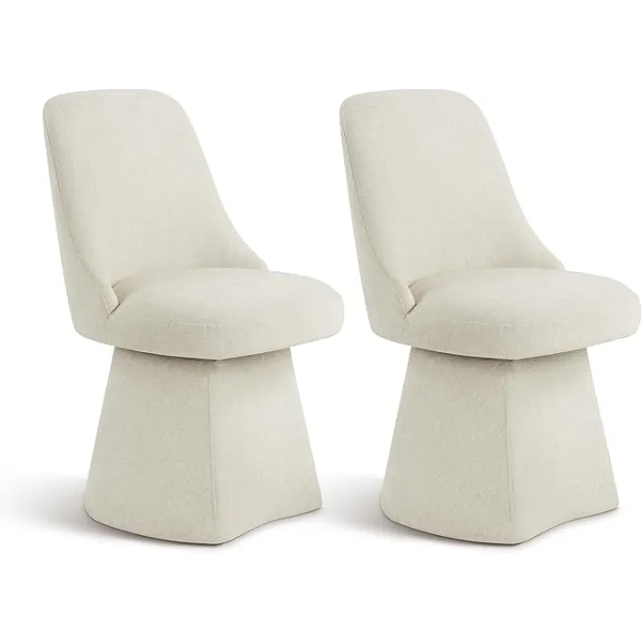 Swivel Dining Chair Mid Century Modern DeskChair High Back Upholstered Linen Fabric SideChair for Kitchen Diningroom Bedroom,Linen,2 Box