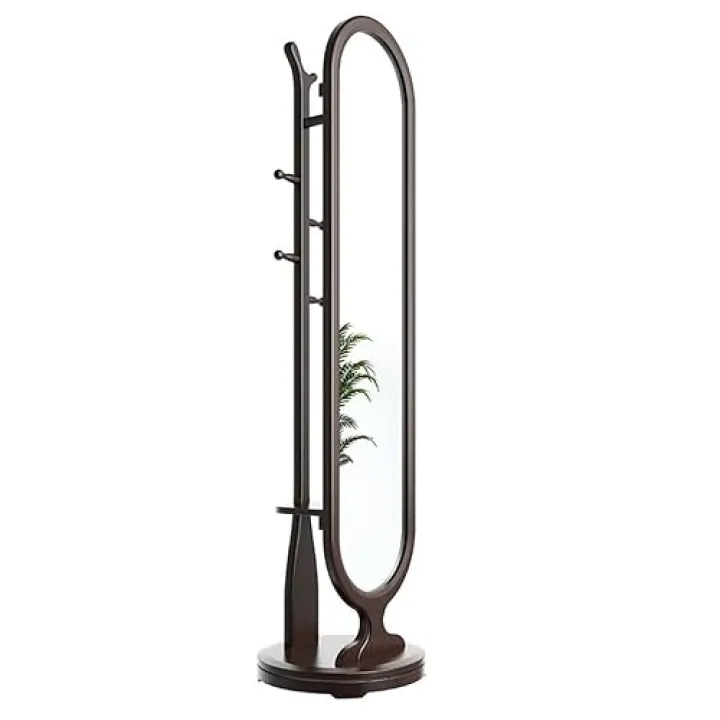 WANGHAI2024M Floor Mirrors All Solid Wood Dressing Mirror Rotating Multi-Functional Floor-Standing Coat Rack Integrated New Chinese Style Bedroom Clothes Rack Full Length Mirror