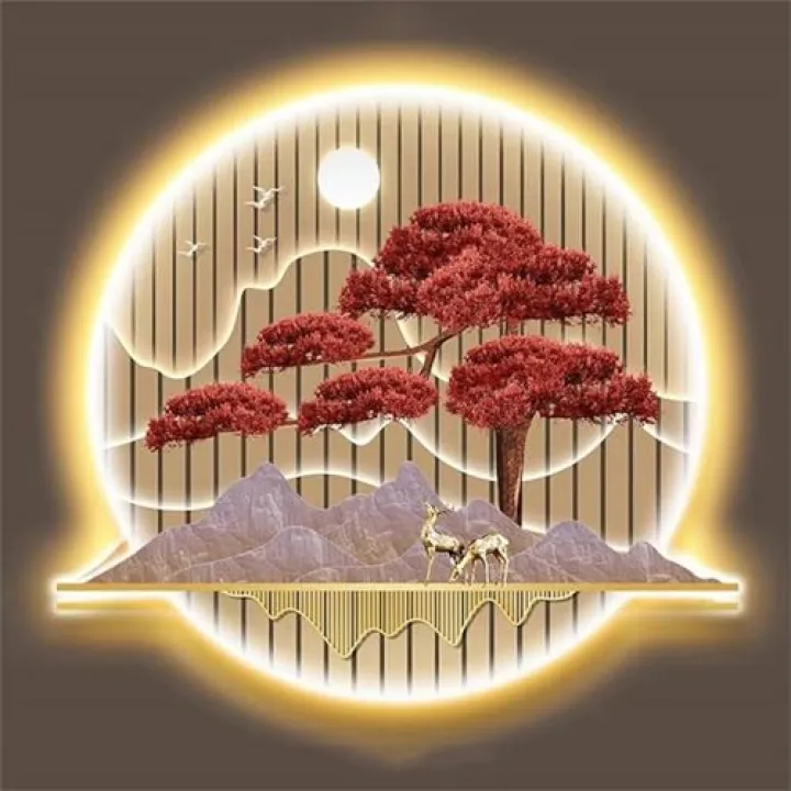 XFYGQTOM 60x50 Cm Wall Decoration Wall Art Decoration Chinese Paintings with LED Light 3D Wall Sculptures