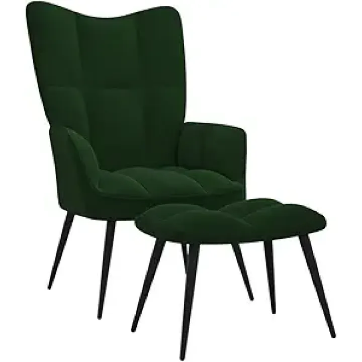Relaxing Chair,Single Sofa,Living Room Chair,Office Chair,Computer Chair,Home Theater Sofa,Leisure Chair,Reading Chair,for Living Room,Bedroom,Study, with a Stool Dark Green Velvet