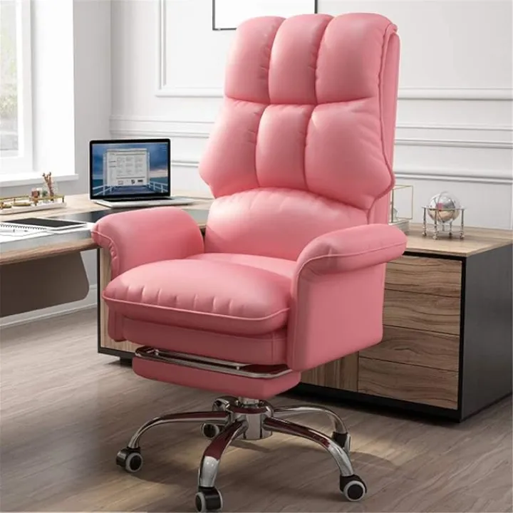Lightweight Swivel Home Office Chair|Reclining and Adjustable Height PU Leather Executive Sofa Seat|with Retractable Footrest and Double Padding|for Study/Desk/Leisure in