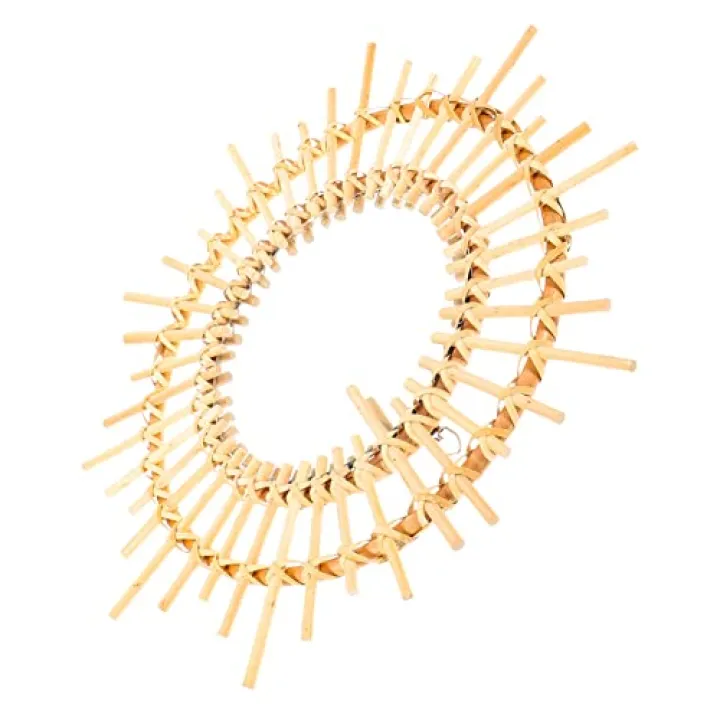 HOOTNEE Boho Rattan Wall Decor Round Rattan Mirror Vanity Mirror Decorative Wall