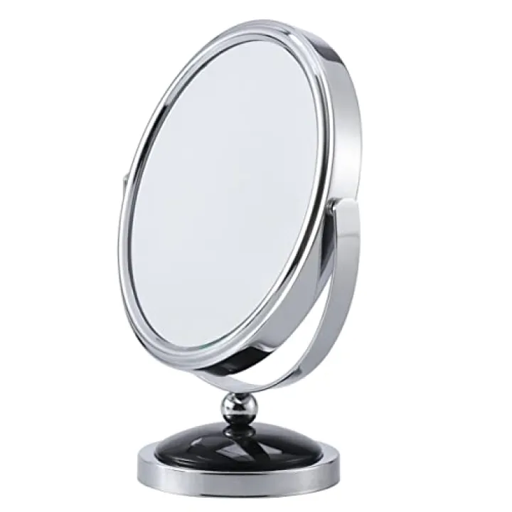 Baluue 360degree Large Black Makeup Mirror Magnification Rotating Sturdy Non-Slip for Beauty Routine