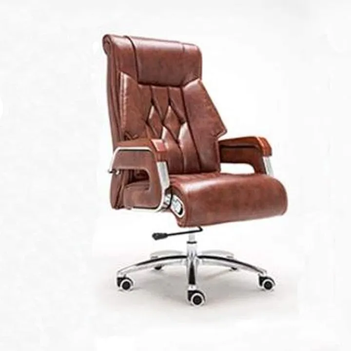 Executive Swivel Adjustable Swivel Office Desk Chair with Armrests Lumbar Support Desk Ergonomic Chair Chair Boss Chair Reclining Computer Chair Home Leather Study Swivel C,Brown