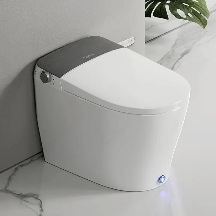 ‌VANCOCO Smart Toilet with Built-in Bidet,Elongated Smart Toilet with Night Light,Heated Seat & Foot Sensor Auto Spiral Flush,Warm Water Wash & Air Dryer