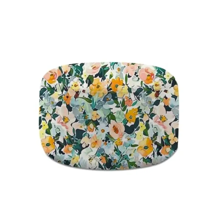 Round Pouf Ottoman Bright Multicolored Floral Pattern Brush Strokes Paint Foot Stool Foot Rest Floor Stool Bean Bag Chair Cotton Linen Removable Indoor Outdoor for Living Room Bedroom