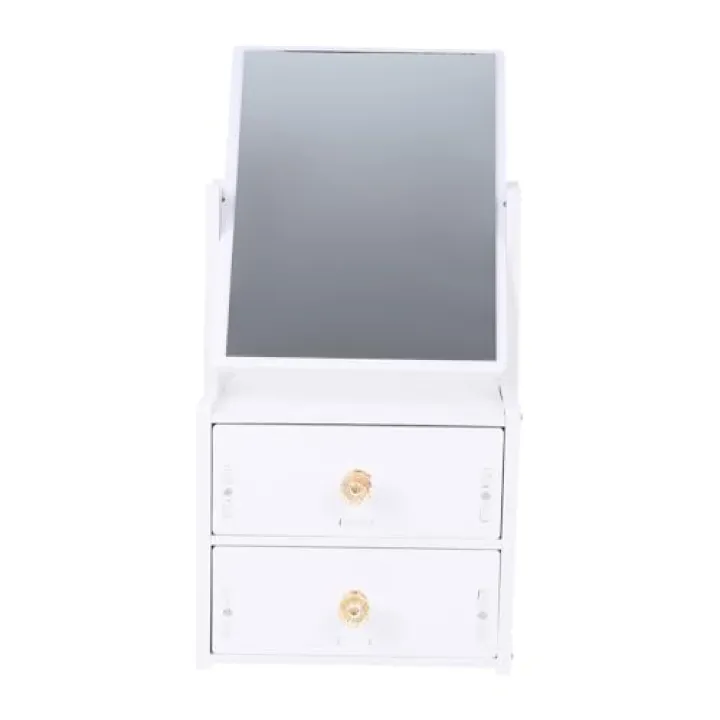 SKISUNO Tabletop Mirror Makeup Box Mirror Large Capacity Storage Makeup Sturdy Non-Fade