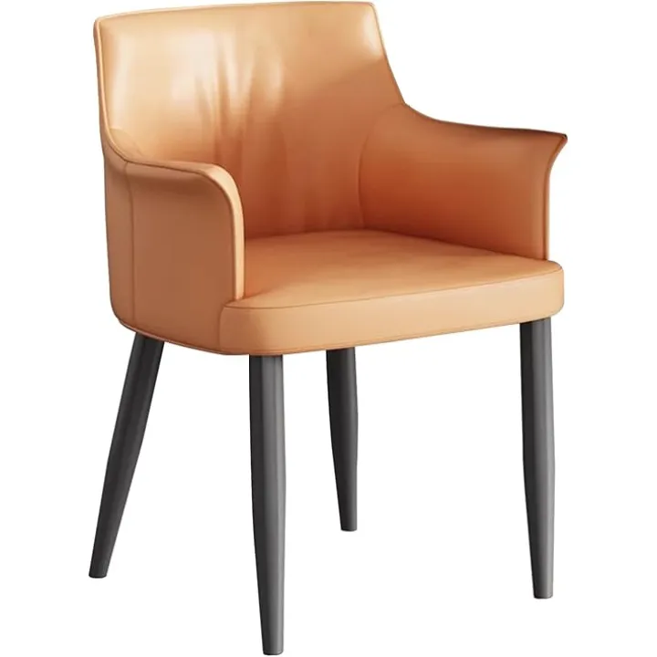 Dining Chairs PU Leather Upholstered Dining Armchairs, Comfortable Kitchen Chairs with Metal Legs, Living Room Leisure Chair