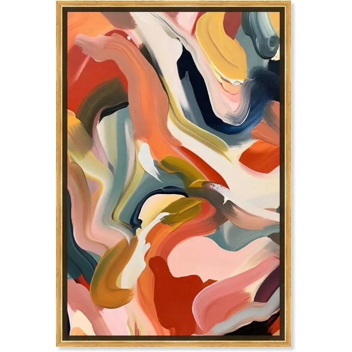Mangos Canvas Sunset Abstract Wall Art, Gold Frame, 30" x 45"