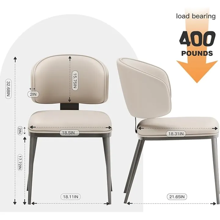 Dining Chairs Set of 4 Modern High Backrest Comfortable, Fashion Upholstered Kitchen Room Chair Armless Dinner Room Chair with Metal Legs for Living Room （Light Grey of 4）