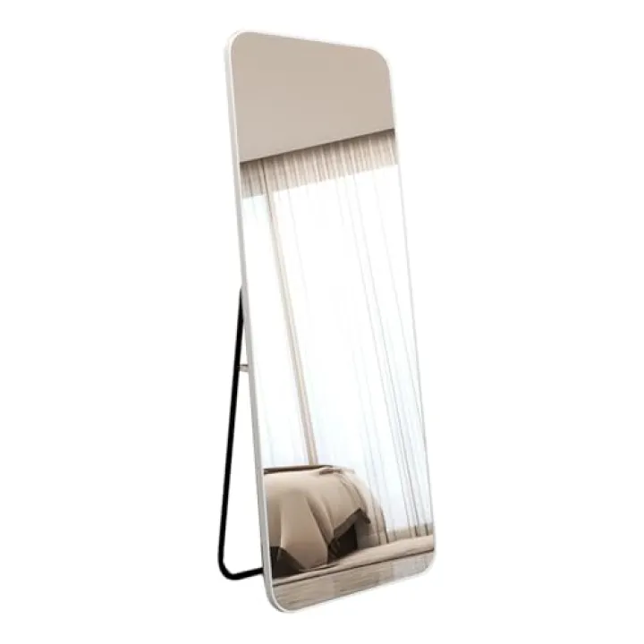 ZDMEI Full Length Mirror,Floor Mirror with Stand,Aluminum Alloy Rectangular Hanging Mirror,for Living Room,Bedroom,Cloakroom,Clothing Store(White,165x60cm)