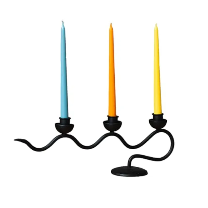 BOOMLATU Twisted Metal Style Candlestick Holders,Simplicity Black Taper Candle Holder Ideal for Decor Table Centerpiece (Style B)
