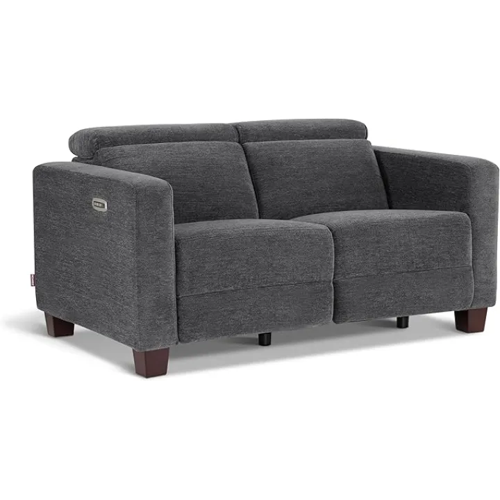 MCombo 62.2'' Wall Hugger Power Loveseat Recliner Sofa with Adjustable Headrest and USB & Type C Dual Charge Ports for Living Room, Office (Fabric, HL198) (Dark Grey)