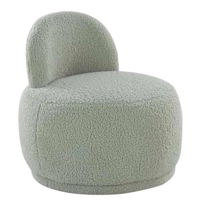 Kimi Accent Chair Short Vanity Chair With Back, Cute Chair Living Room Chair, Comfy Chair For Bedroom, Small Chair For Bedroom, Dorm Chair, Round Chair, Floor Chair With Back Support (Green)