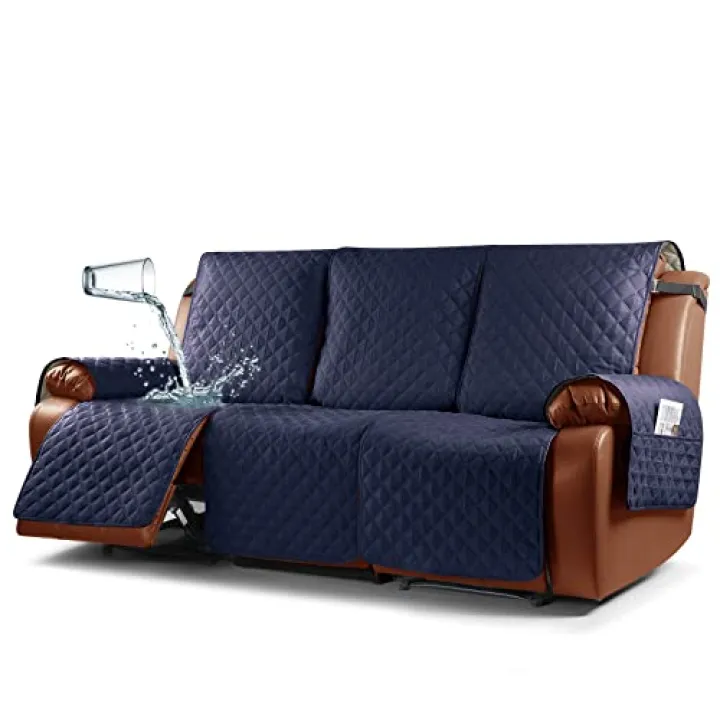 Ruaozz Waterproof Recliner Couch Coverss 3 Seater, Dark Blue