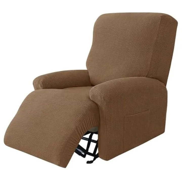 zyhfcfff-sd Luxury Recliner Sofa Cover, All-Inclusive Stretch Slipcover with Elastic Bottom, 1/2/3 Seater, Non-Slip for Home Comfort(Brown,1Seat)