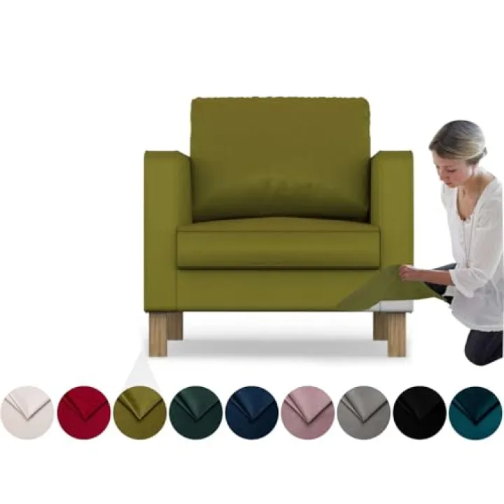 comfortly Cover for Karlanda Armchair, Replacement Slipcover, Heavy Duty 3 pcs Cover, Soft Durable Washable Pet-Friendly Fabric, Easy to Clean & Replace (Tiffany - Olive)