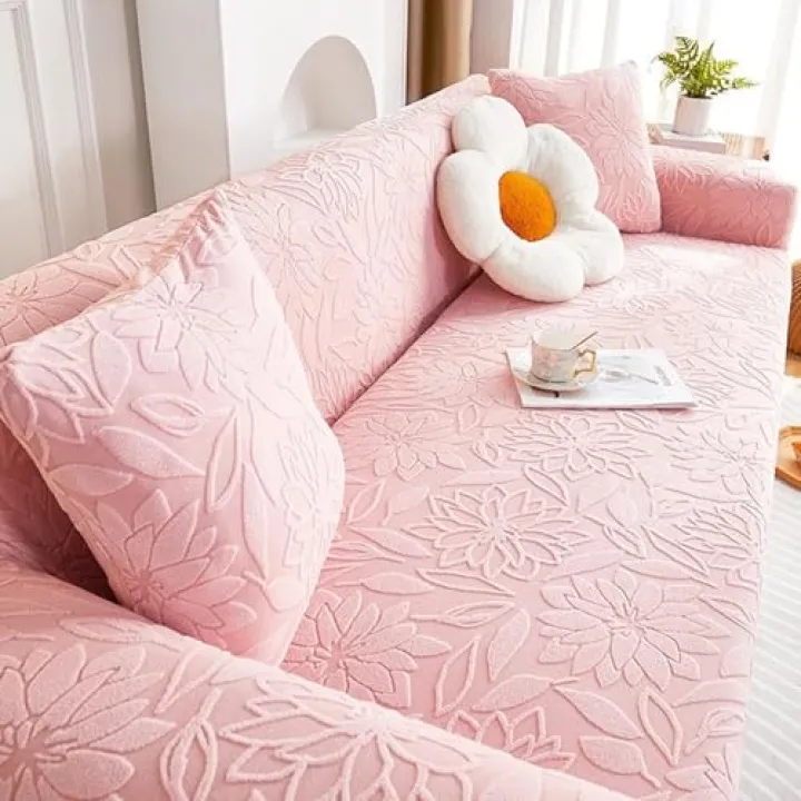 Upgraded Couch Covers - Jacquard Plush Sofa Cover Wear-Resistant Universal Stretch Sofa Slipcover Washable Anti-Scratch Couch Cushion Cover for All Seasons Pet Friendly Furniture Protector(F,3 seat 19