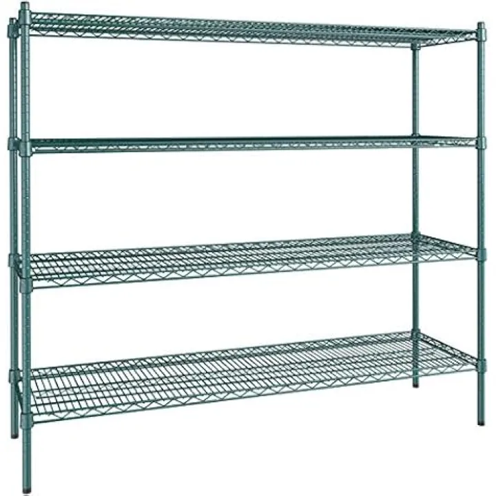 18" x 60" NSF Green Epoxy 4-Shelf Kit with 54" Posts, Heavy Duty Storage Shelving, Wire Shelving Kit, NSF Commercial Storage Rack Unit
