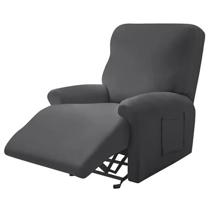zyhfcfff-sd Premium Recliner Chair Slipcover, 4/6/8 Piece Stretch Furniture Protector with Pockets, Soft Washable Velvet, Non-Slip for Electric & Manual Chairs, Living Room Décor(Gray,1 seat)