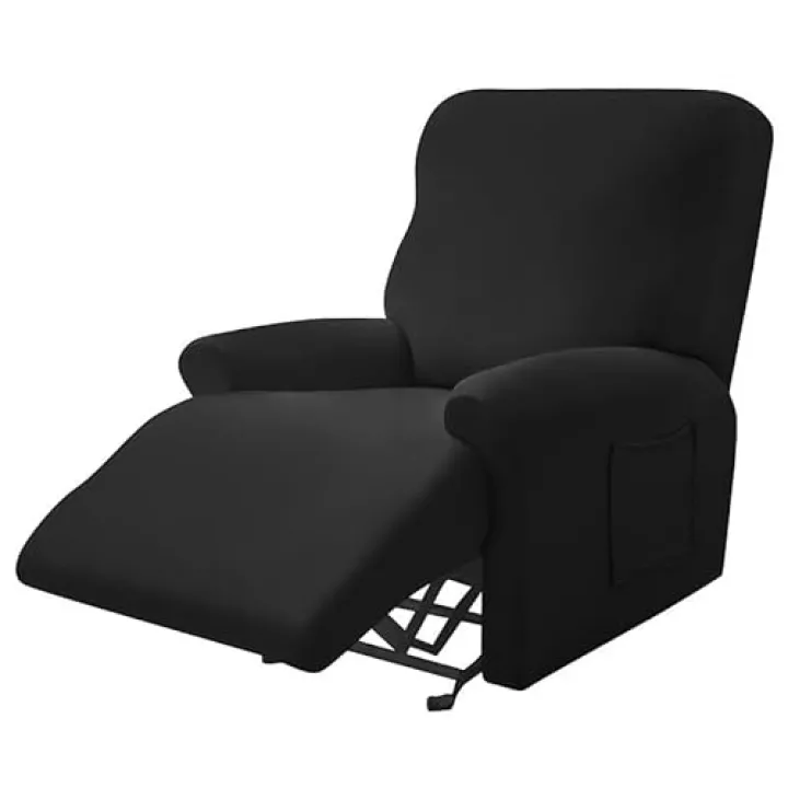 zyhfcfff-sd Premium Recliner Chair Slipcover, 4/6/8 Piece Stretch Furniture Protector with Pockets, Soft Washable Velvet, Non-Slip for Electric & Manual Chairs, Living Room Décor(Black,1 seat)