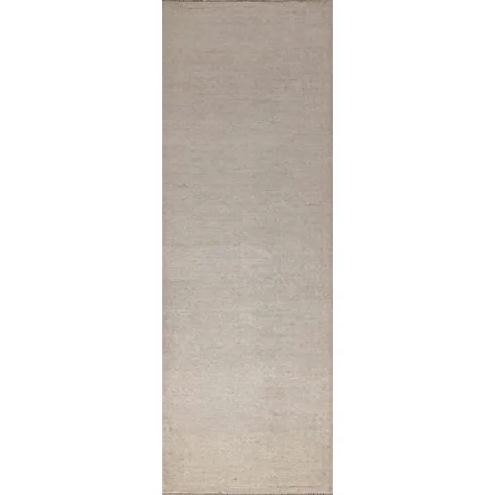 Rug Source Transitional Collection, 10 Ft Runner Oushak Runner Rug, Hand Knotted Green Geometric Rug, Oriental 100% Wool Carpet for Foyer, Entryway and Hallway