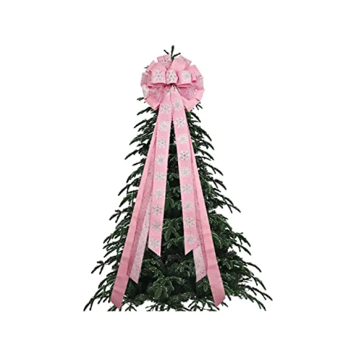 shenruifa Christmas Tree Topper Wreath Bow, Polyester Christmas Bow Tree Topper for Stairs, Doors, Trees, 113 x 33cm (3)